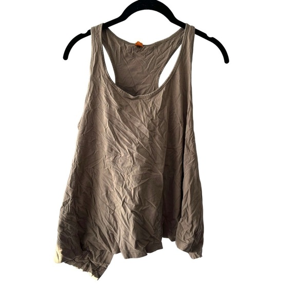 Farm Rio Crop Hi-Low Racerback Tank Tan Brown size Small - Picture 1 of 7